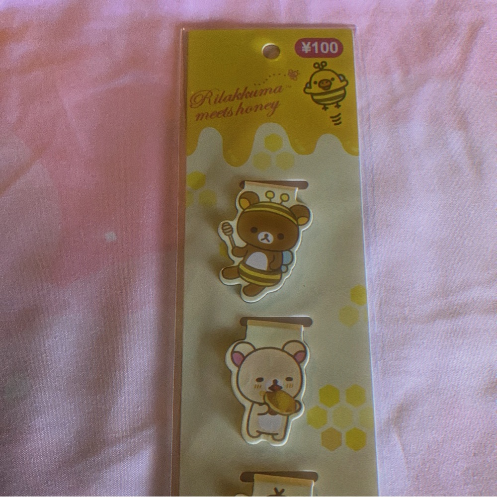 Rilakkuma Honey 1 Set of 4 Magnetic Bookmarks (San-X)